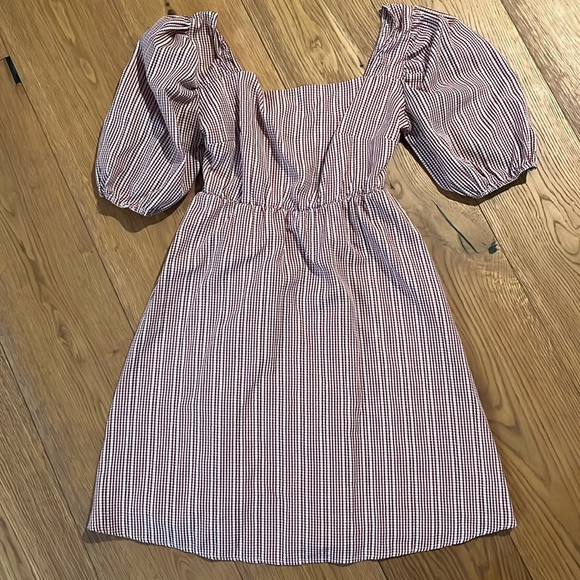 Nordstrom Red and white gingham mini dress size medium - Picture 2 of 7